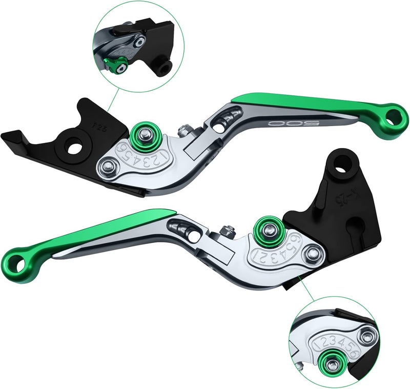 XIDAODIT for Kawasaki NINJA500 Ninja 500 Z500 Z 500 SE 2024 2025 Motorcycle Clutch Lever Adjustable Handlebars Brake and Clutch Levers Set (Green) - Image 5